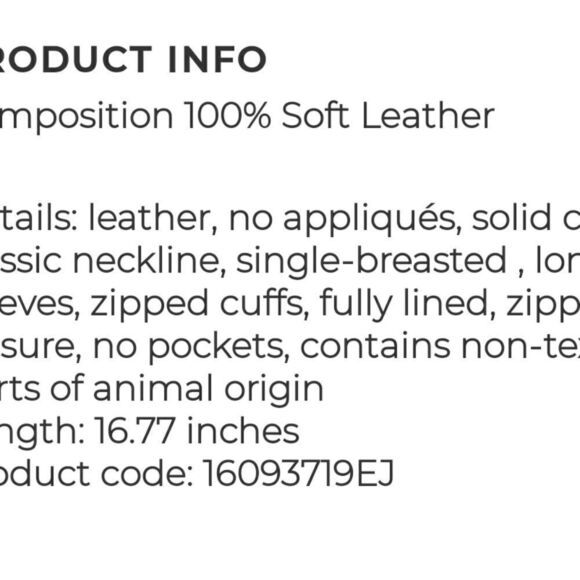 crop leather jacket, size marked 8, but actually between the sizes- 6/8 - Picture 4 of 12